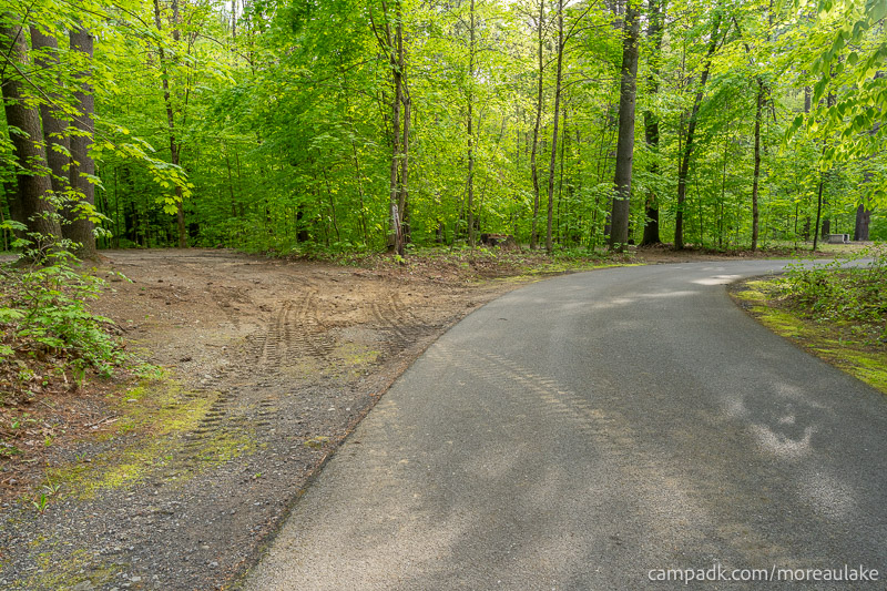 Campsite Photo of Site 83 at Moreau Lake State Park, New York - View Down Road from Campsite
