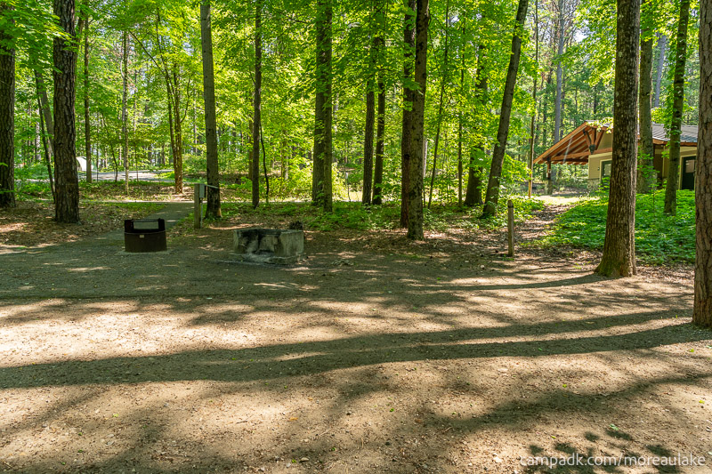 Campsite Photo of Site 28 at Moreau Lake State Park, New York - Cross Site View