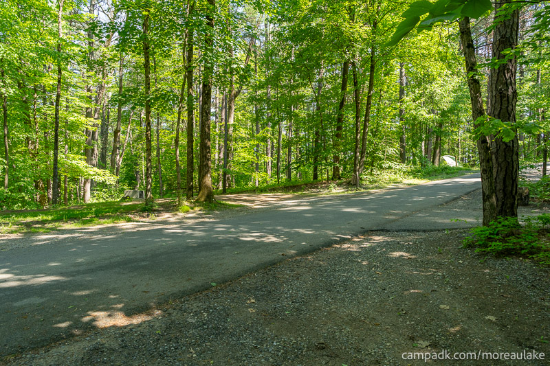 Campsite Photo of Site 28 at Moreau Lake State Park, New York - Looking Back Towards Road
