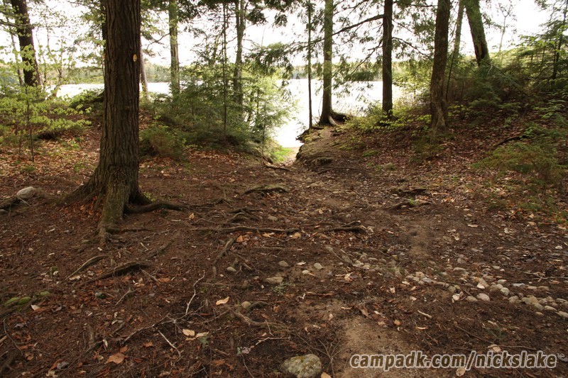 Campsite Photo of Site 70 at Nicks Lake Campground, New York - Pathway Down to Water