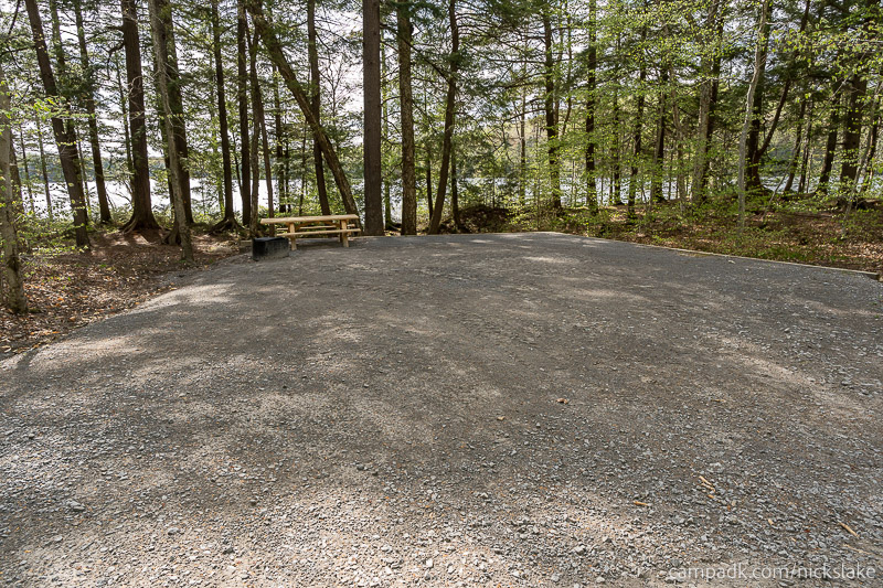Campsite Photo of Site 70 at Nicks Lake Campground, New York - Looking at Site from Road