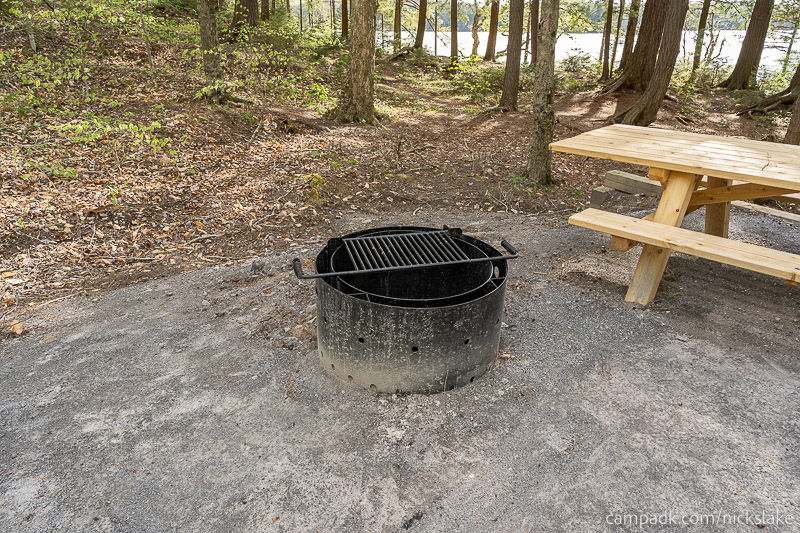 Campsite Photo of Site 70 at Nicks Lake Campground, New York - Fireplace View