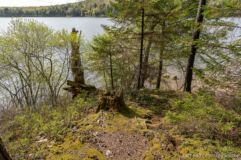 Campsite Photo of Site 70 at Nicks Lake Campground, New York - Pathway Down to Water