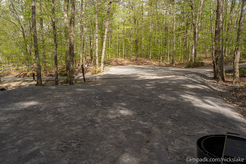 Campsite Photo of Site 70 at Nicks Lake Campground, New York - Looking Back Towards Road