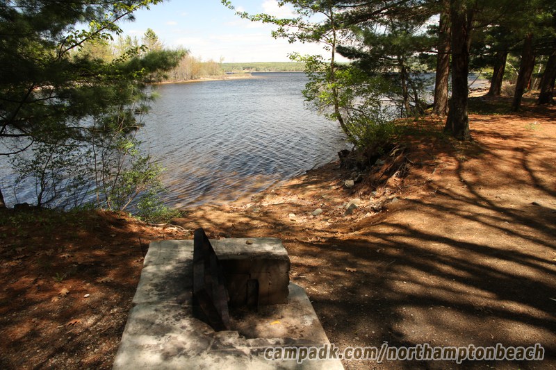 Campsite Photo of Site 74 at Northampton Beach Campground, New York - Fireplace View