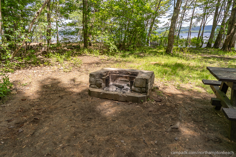 Campsite Photo of Site 98 at Northampton Beach Campground, New York - Fireplace View