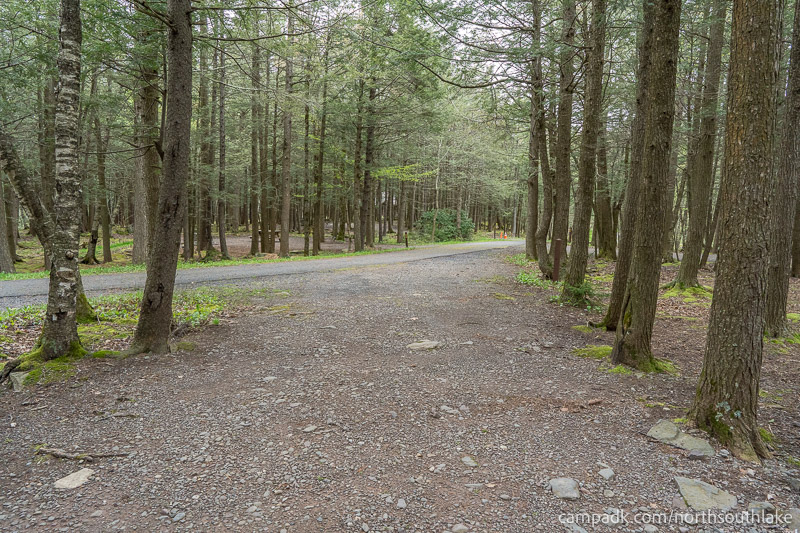 Campsite Photo of Site 63 at North South Lake Campground, New York - Looking Back Towards Road