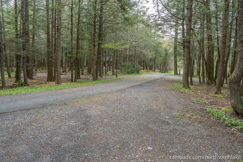 Campsite Photo of Site 63 at North South Lake Campground, New York - Looking Back Towards Road