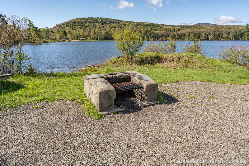 Campsite Photo of Site 150 at North South Lake Campground, New York - Fireplace View