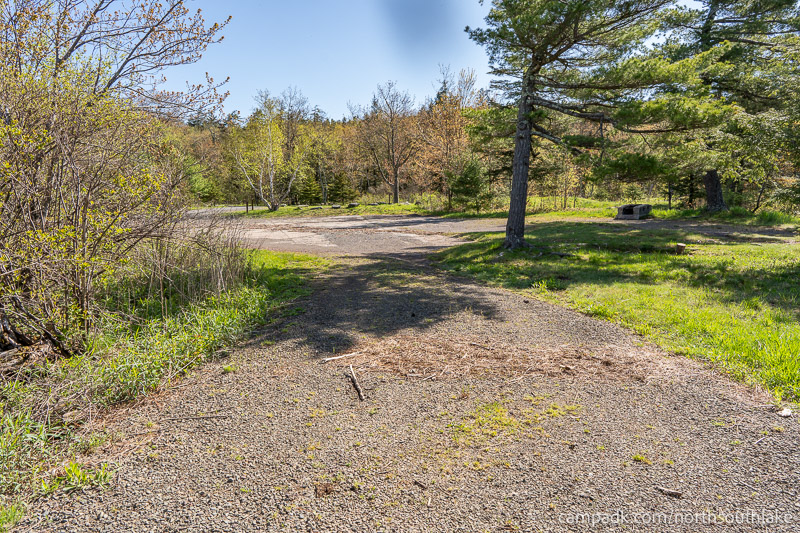 Campsite Photo of Site 150 at North South Lake Campground, New York - Looking Back Towards Road