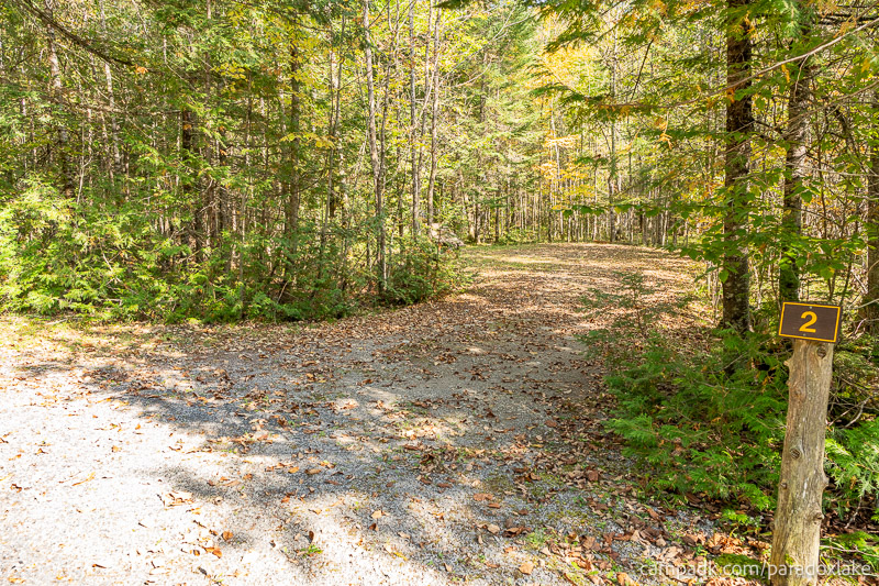 Campsite Photo of Site 2 at Paradox Lake Campground, New York - Looking at Site from Road Sign Visible