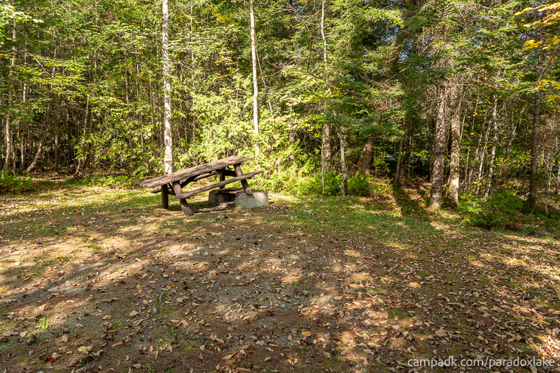 Campsite Photo of Site 2 at Paradox Lake Campground, New York - Cross Site View