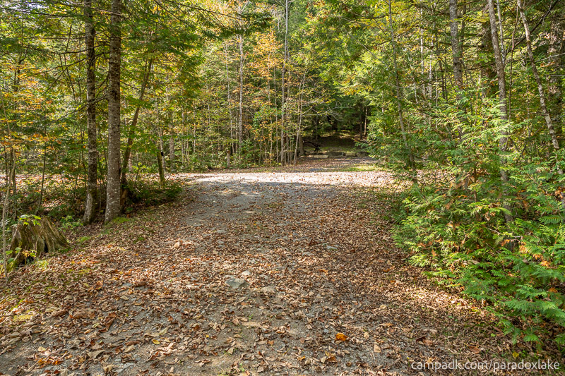 Campsite Photo of Site 2 at Paradox Lake Campground, New York - Looking Back Towards Road