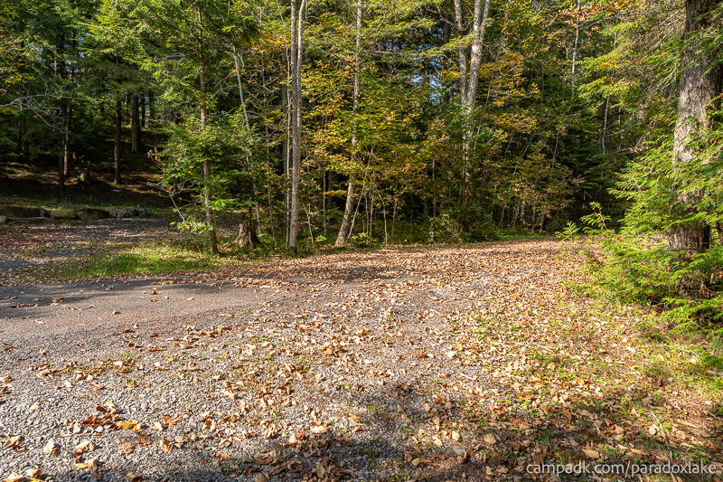 Campsite Photo of Site 2 at Paradox Lake Campground, New York - Looking Back Towards Road