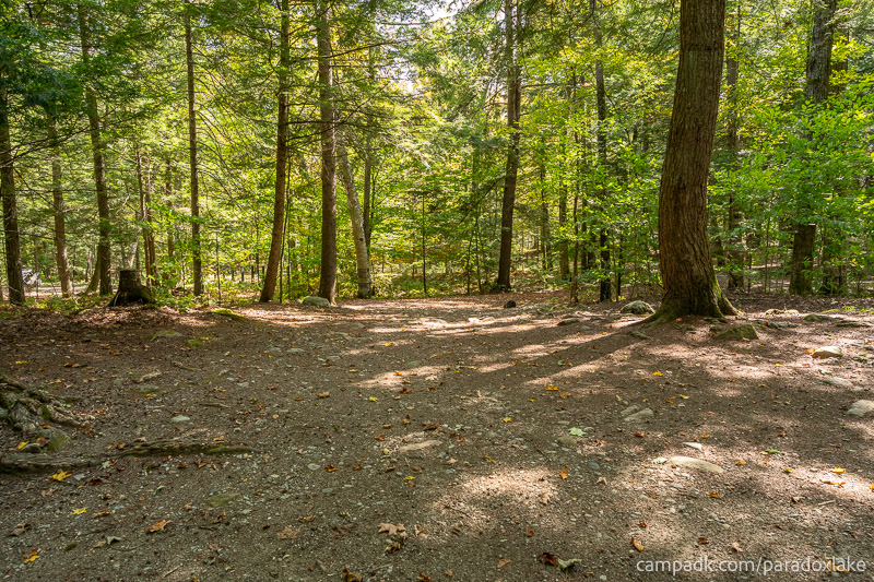 Campsite Photo of Site 52 at Paradox Lake Campground, New York - Looking Back Towards Road