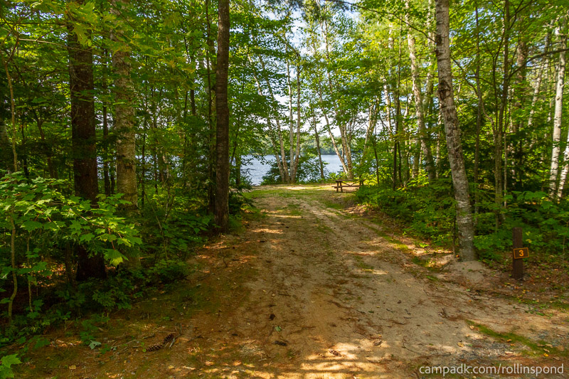 Campsite Photo of Site 3 at Rollins Pond Campground, New York - Looking at Site from Road Sign Visible