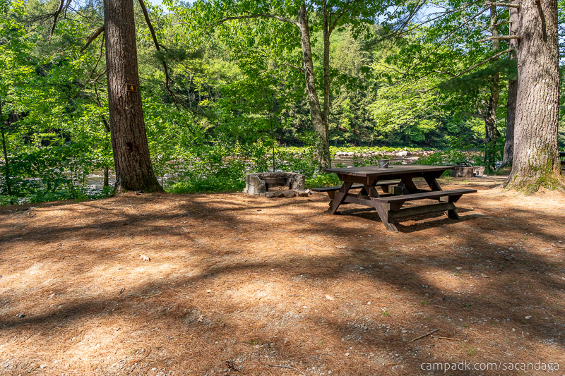 Campsite Photo of Site 4 at Sacandaga Campground, New York - Looking at Site from Road Sign Visible