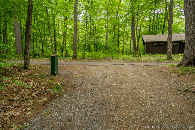 Campsite Photo of Site 69 at Sacandaga Campground, New York - Looking Back Towards Road