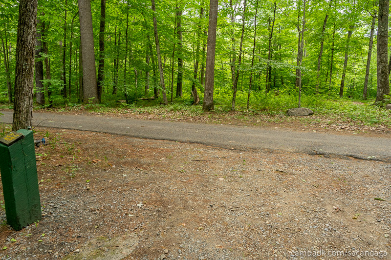 Campsite Photo of Site 69 at Sacandaga Campground, New York - Looking Back Towards Road