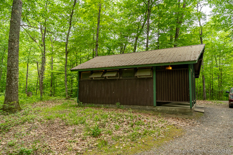 Campsite Photo of Site 69 at Sacandaga Campground, New York - Washroom Across the Road