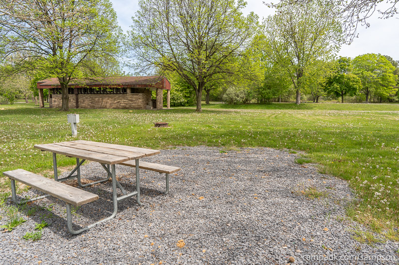 Campsite Photo of Site 85 at Sampson State Park, New York - Looking at Site from Part Way In