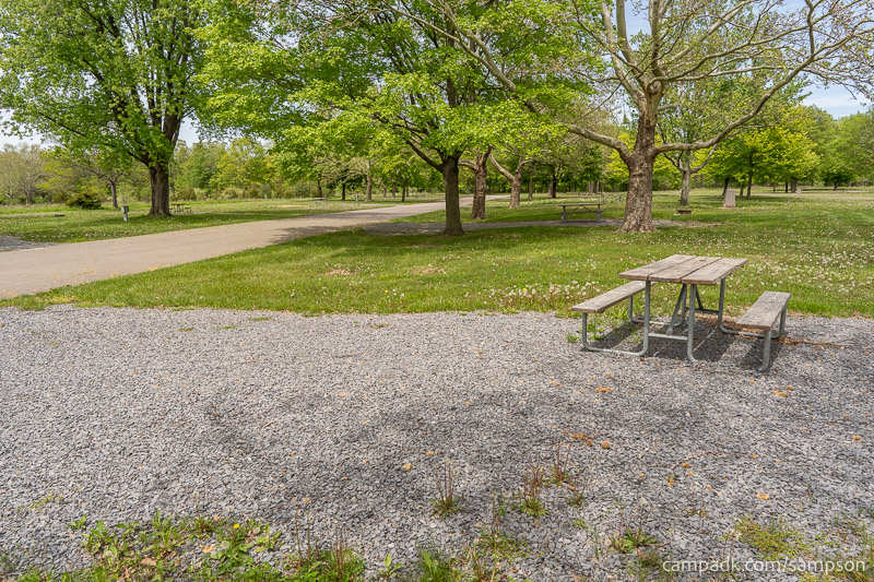 Campsite Photo of Site 85 at Sampson State Park, New York - Cross Site View