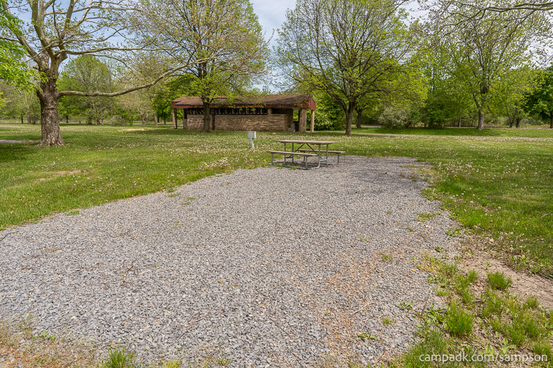 Campsite Photo of Site 85 at Sampson State Park, New York - Looking at Site from Road