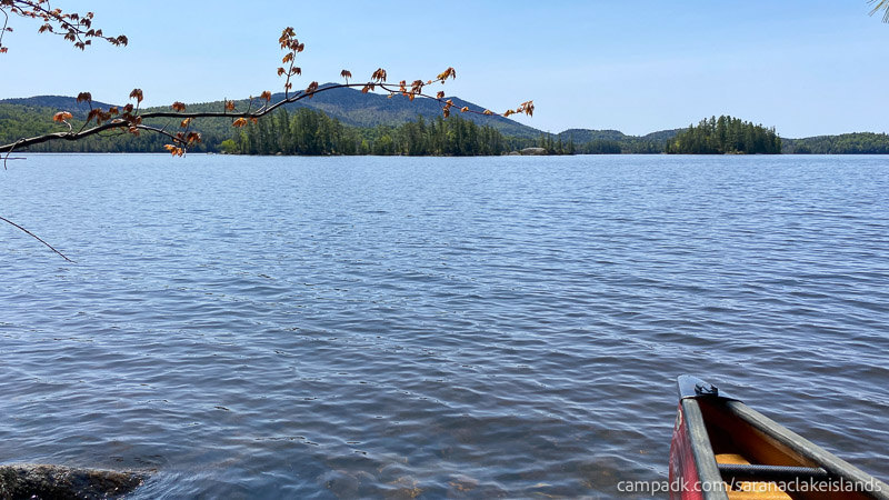 Campsite Photo of Site 65 at Saranac Lake Islands Campground, New York - View from Site Shoreline