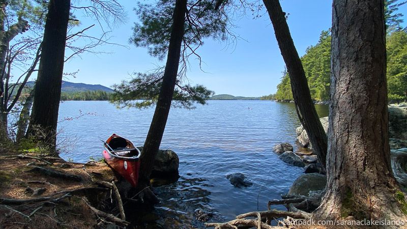 Campsite Photo of Site 65 at Saranac Lake Islands Campground, New York - View from Site Shoreline