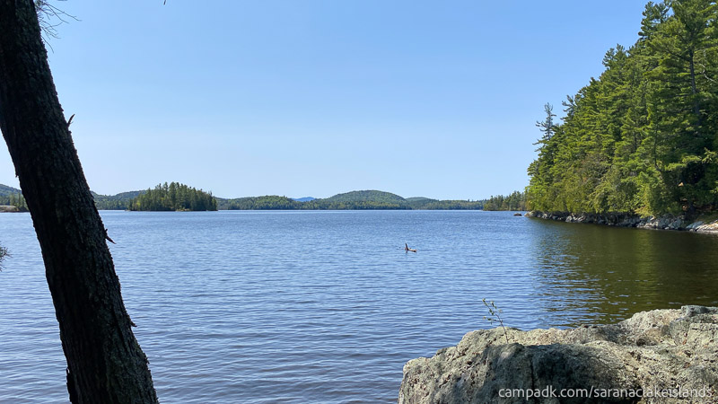 Campsite Photo of Site 65 at Saranac Lake Islands Campground, New York - View from Site Shoreline