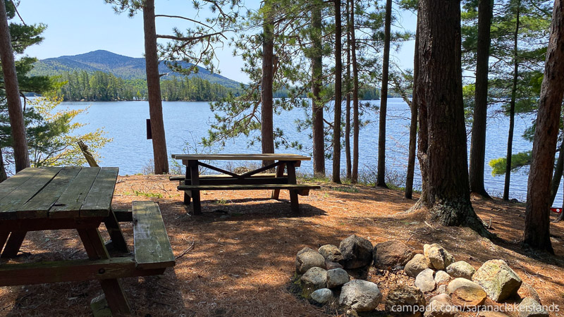 Campsite Photo of Site 65 at Saranac Lake Islands Campground, New York - View from Fireplace