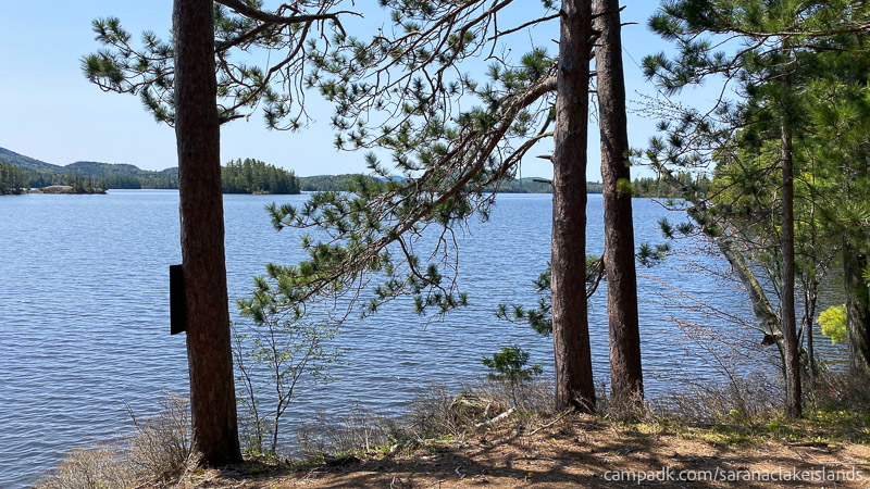 Campsite Photo of Site 65 at Saranac Lake Islands Campground, New York - View from Site Shoreline