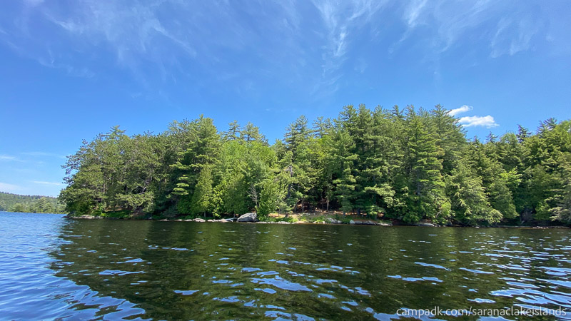 Campsite Photo of Site 5 at Saranac Lake Islands Campground, New York - View From Water on Approach