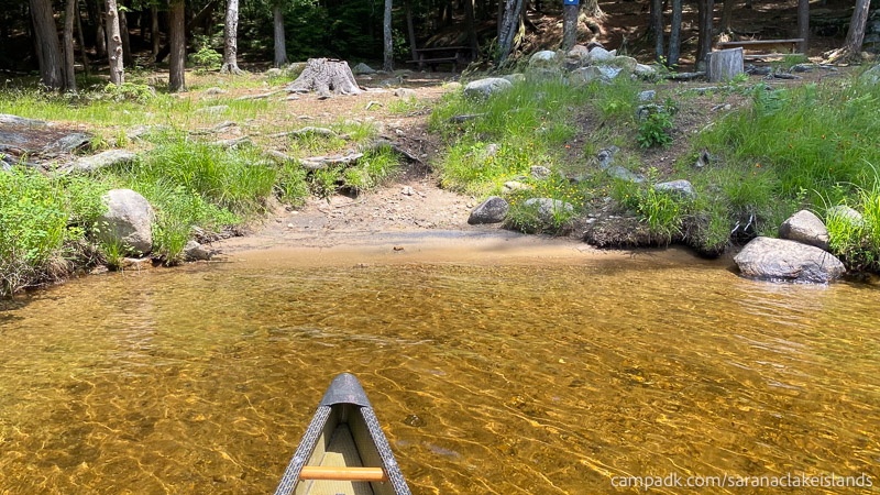 Campsite Photo of Site 5 at Saranac Lake Islands Campground, New York - View From Water on Approach