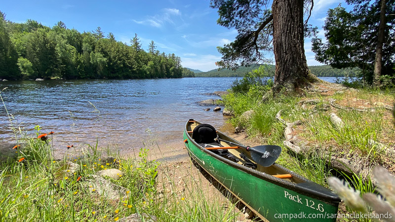 Campsite Photo of Site 5 at Saranac Lake Islands Campground, New York - View from Site Shoreline