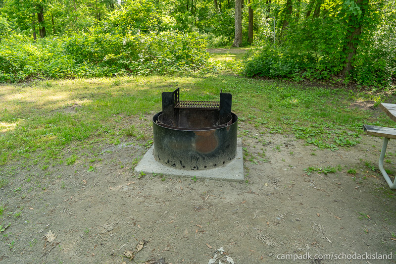 Campsite Photo of Site 51 at Schodack Island State Park, New York - Fireplace View