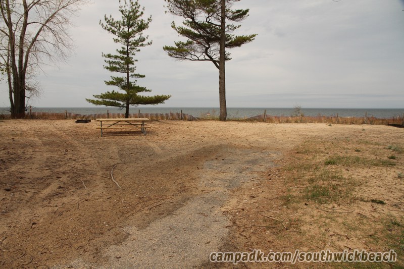 Campsite Photo of Site 5 at Southwick Beach State Park, New York - Looking at Site from Road