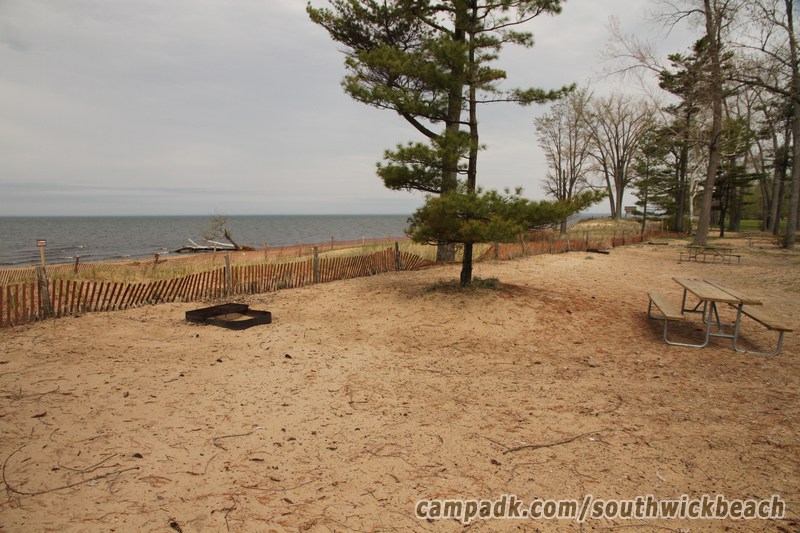 Campsite Photo of Site 5 at Southwick Beach State Park, New York - Cross Site View