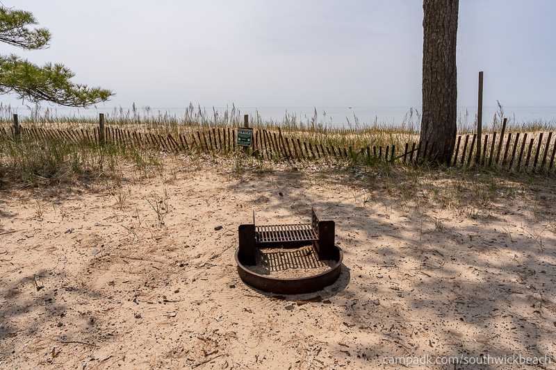 Campsite Photo of Site 5 at Southwick Beach State Park, New York - Fireplace View