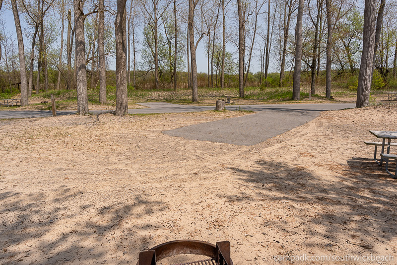 Campsite Photo of Site 5 at Southwick Beach State Park, New York - Looking Back Towards Road
