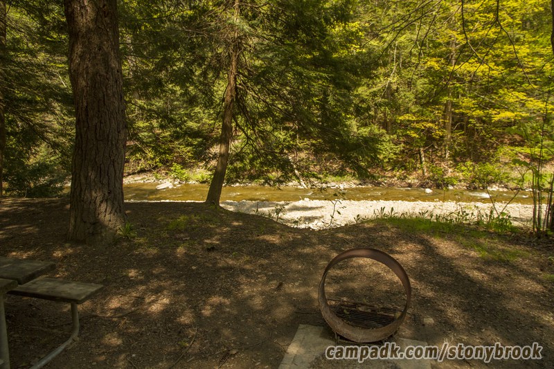 Campsite Photo of Site 417 at Stony Brook State Park, New York - Fireplace View