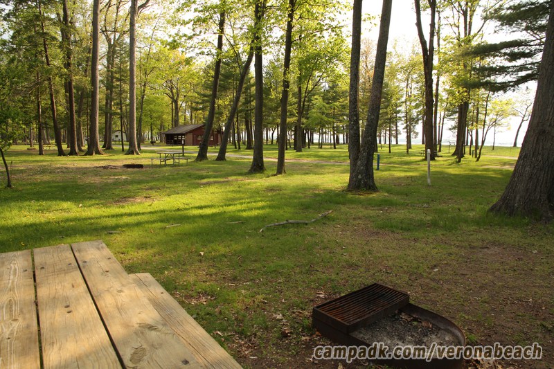 Campsite Photo of Site 32 at Verona Beach State Park, New York - Fireplace View