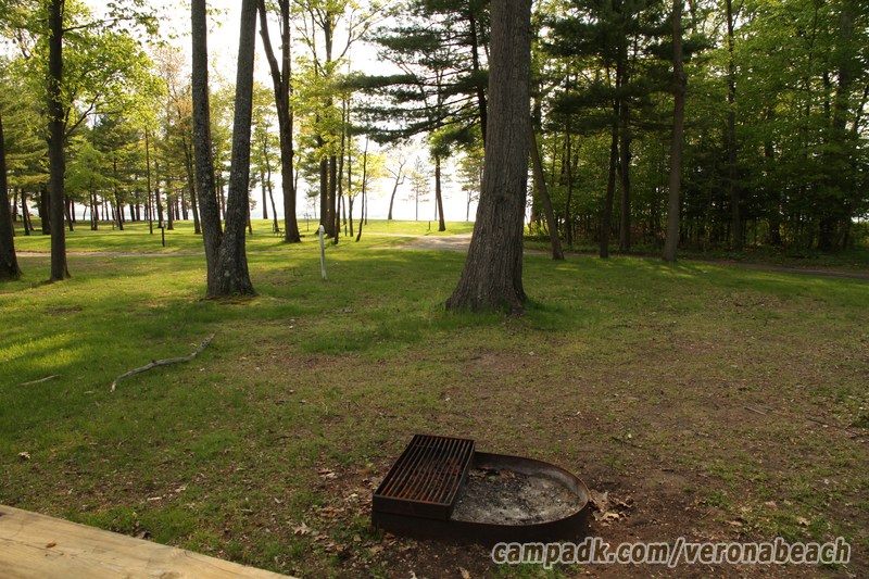 Campsite Photo of Site 32 at Verona Beach State Park, New York - Looking Back Towards Road