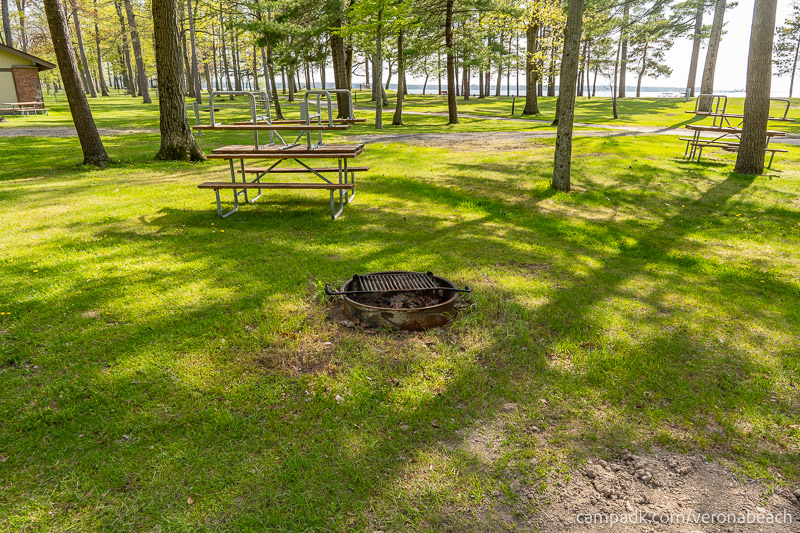 Campsite Photo of Site 32 at Verona Beach State Park, New York - Fireplace View