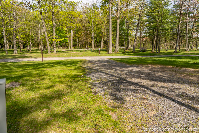Campsite Photo of Site 32 at Verona Beach State Park, New York - Looking Back Towards Road