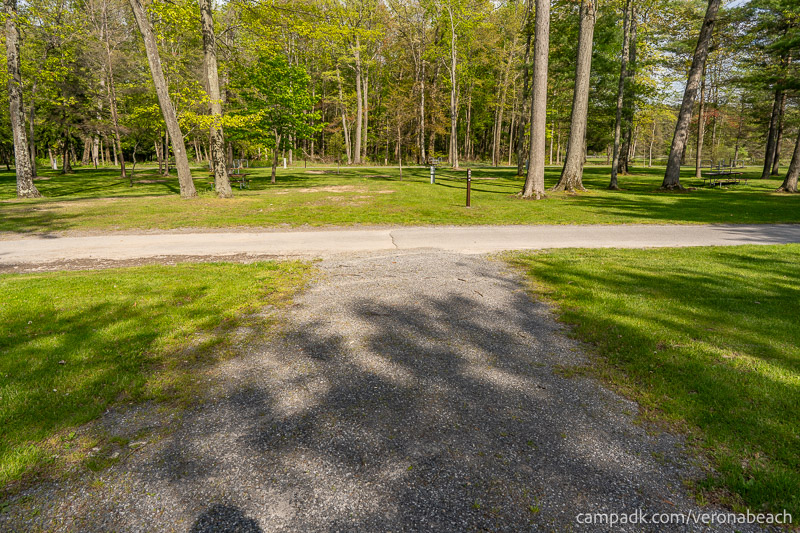 Campsite Photo of Site 32 at Verona Beach State Park, New York - Looking Back Towards Road