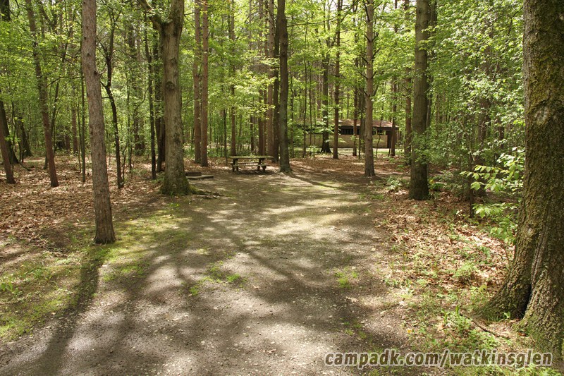 Campsite Photo of Site 24 at Watkins Glen State Park, New York - Looking at Site From Road