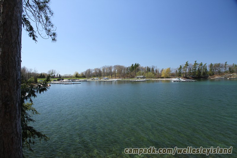 Campsite Photo of Site 77 at Wellesley Island State Park, New York - View from Shoreline