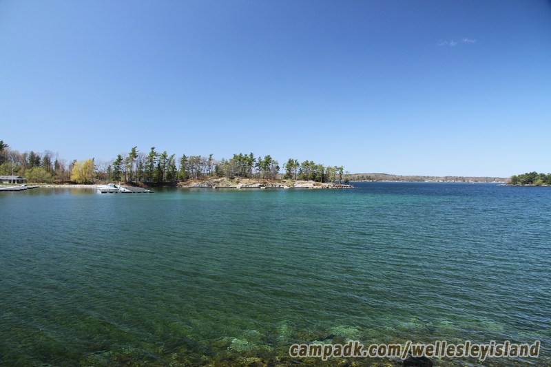 Campsite Photo of Site 77 at Wellesley Island State Park, New York - View from Shoreline