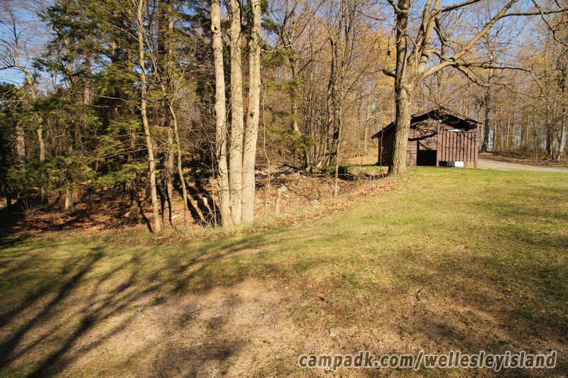 Campsite Photo of Site 19 at Wellesley Island State Park, New York - Washroom Across the Road